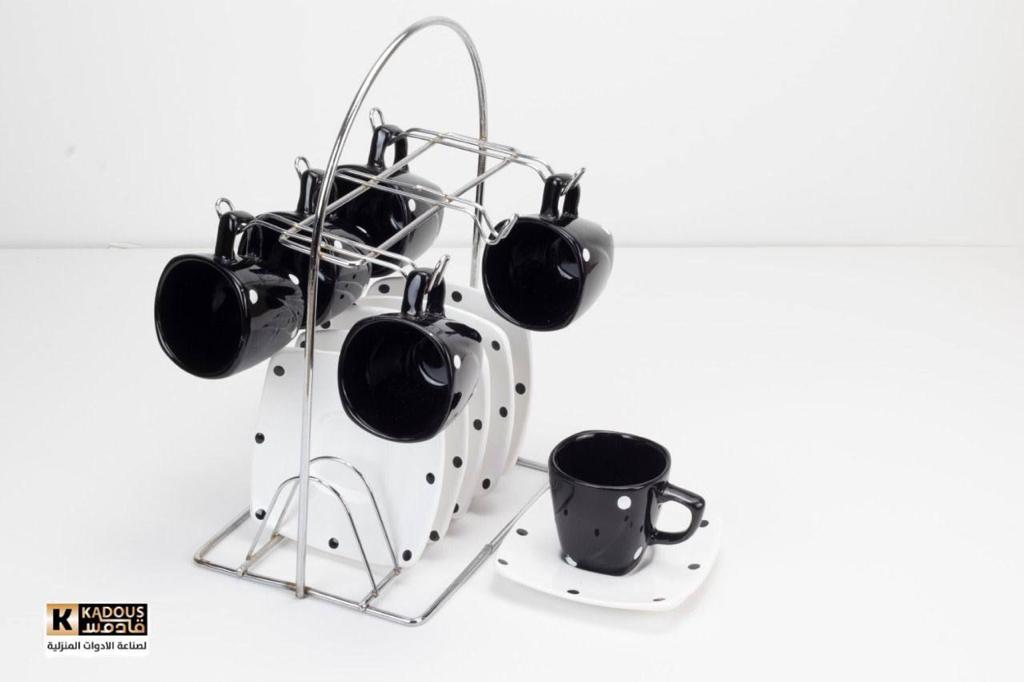 طقم قهوة بالطبق اسبريسو بورسلين قادوس