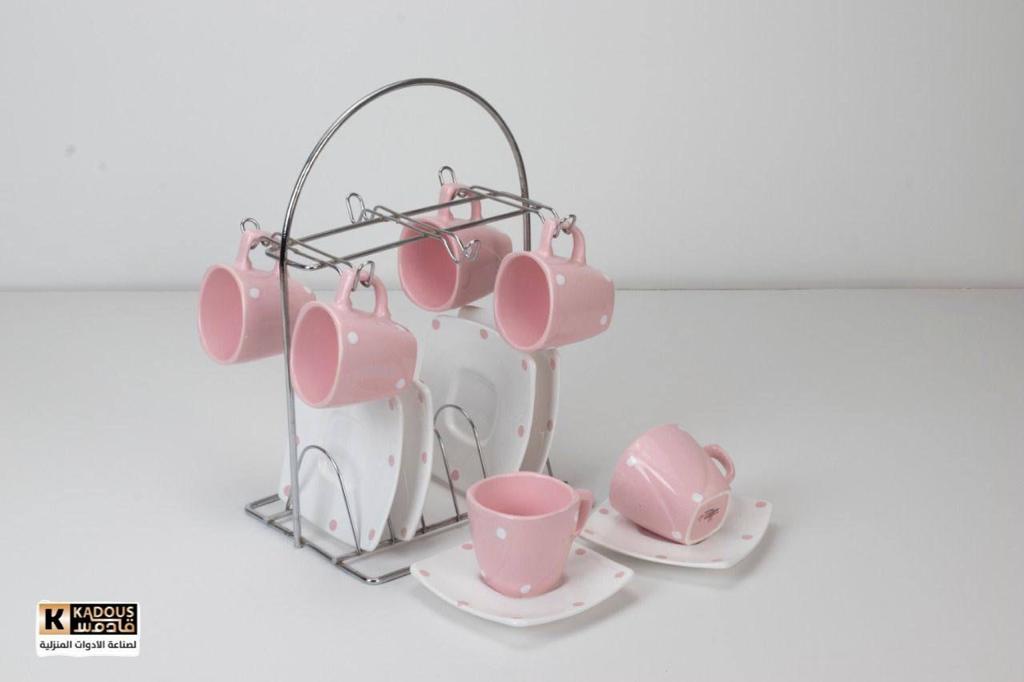 طقم قهوة بالطبق اسبريسو بورسلين قادوس